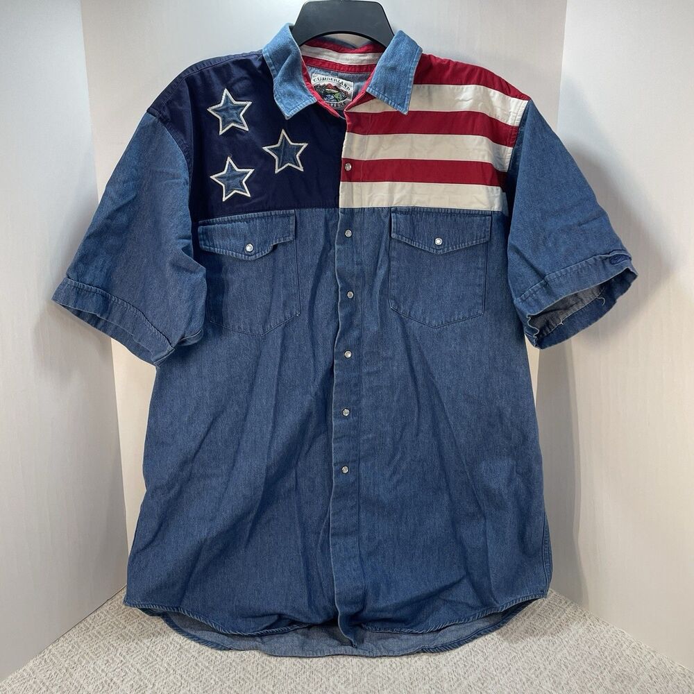 Vintage Cumberland Outfitters Mens XL Flat Texas Western Button Down Shirt